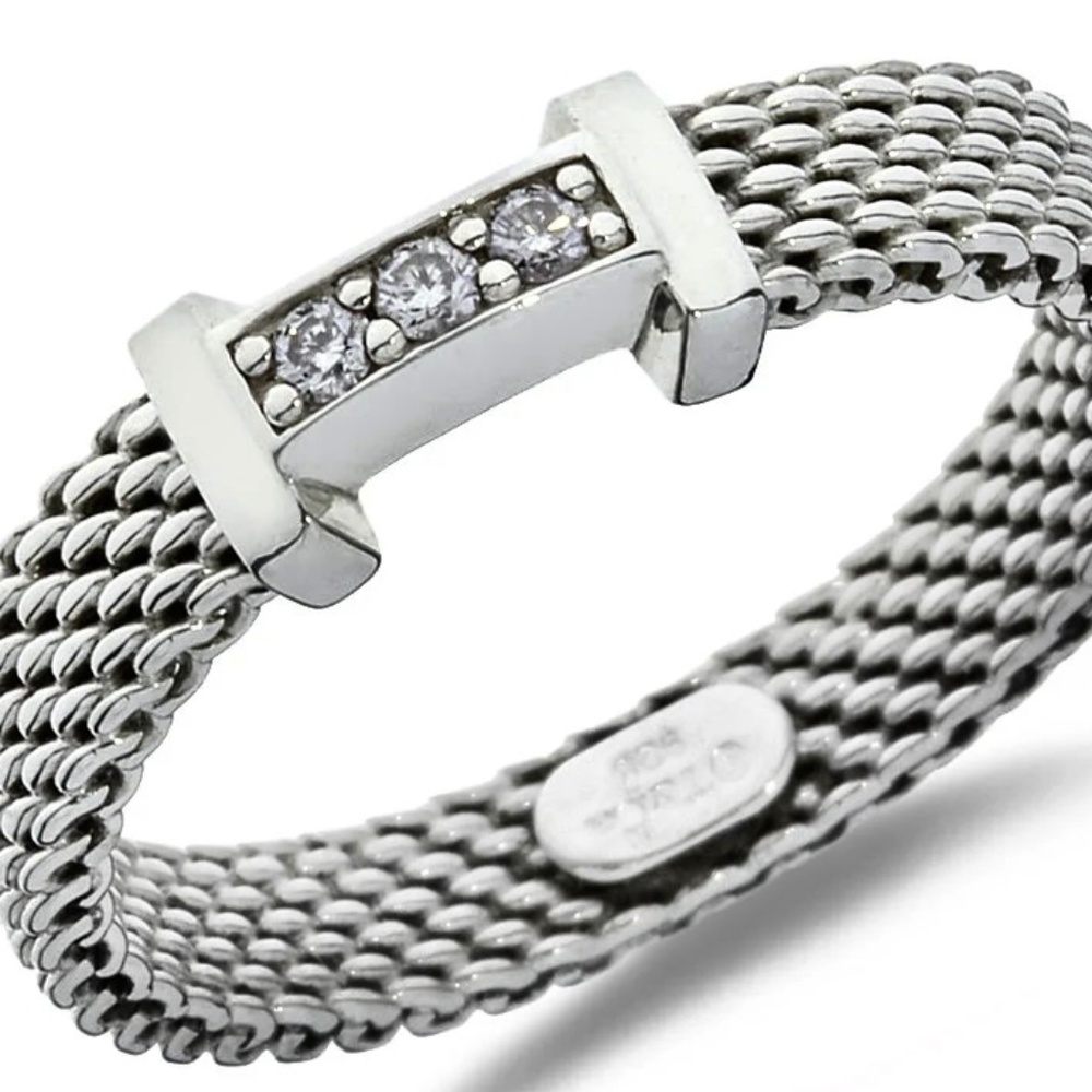 Tiffany& Co. Sommerset Sterling Silver Diamond Ring - Picture 2 of 8